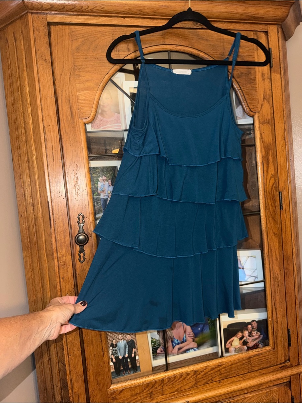 MED Teal Tiered Ruffle Spaghetti Strap Dress/Long Tunic. Spot. MUST BE BUNDLED
